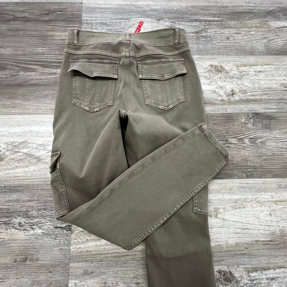 Spanx Green Women PM High Rise Stretch Pull On Slim Fit Twill Ankle Cargo Pants